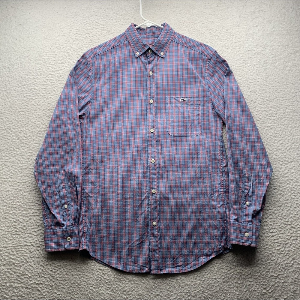 Vineyard Vines Tucker Shirt Mens XS Classic Fit Pink Blue Plaid Preppy School